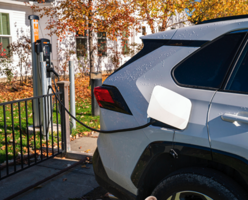 EV Plugged into Charging Station